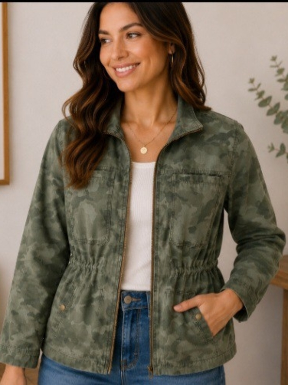 Old Navy Green Camo Utility Jacket with Zip